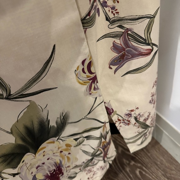 Vintage Premier Linen Cream Maxi Floral Dress Ladies Plus 2X shoulder pads - Picture 5 of 8